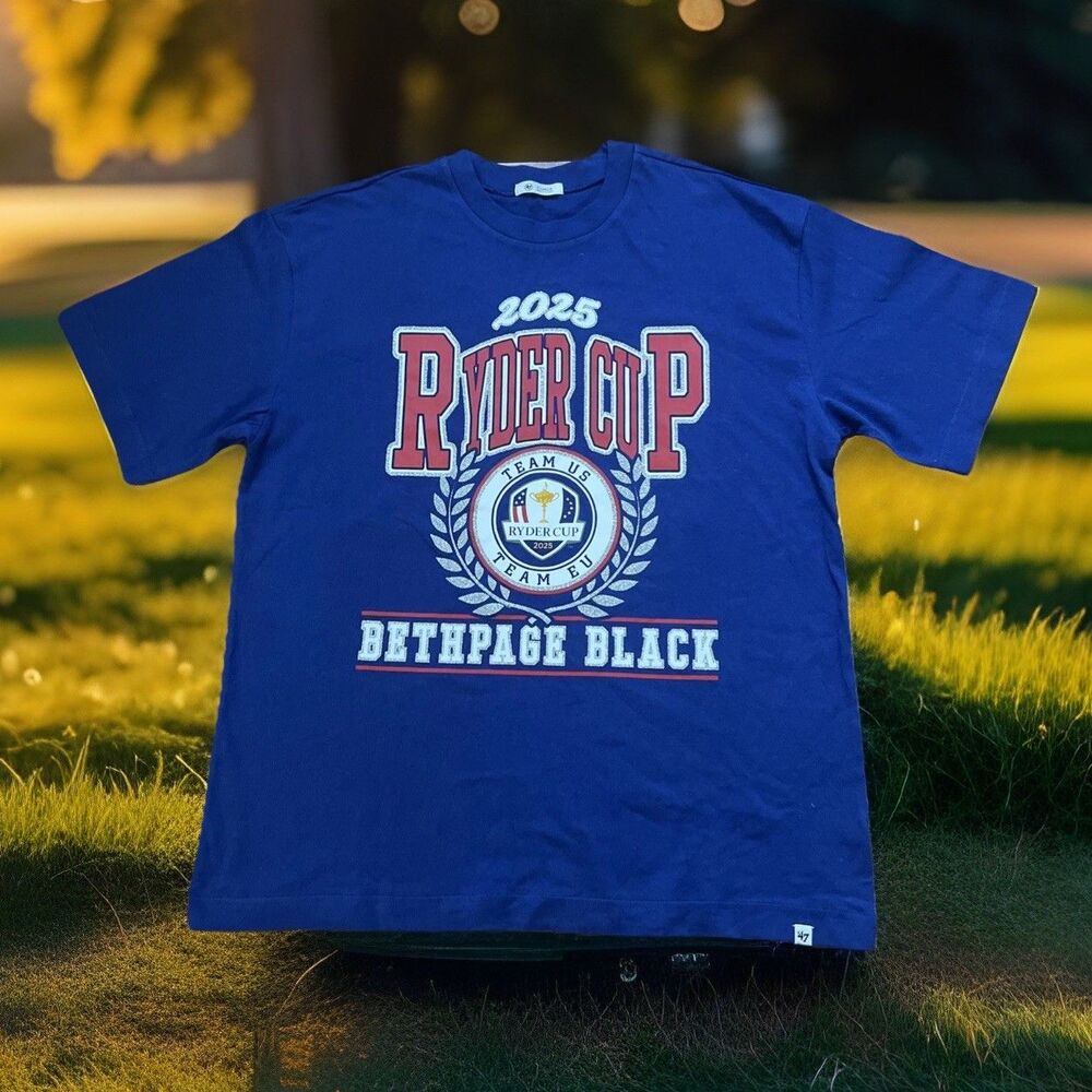 NWT '47 Brand 2025 Ryder Cup Bethpage Black Foundation T Shirt Royal Blue
